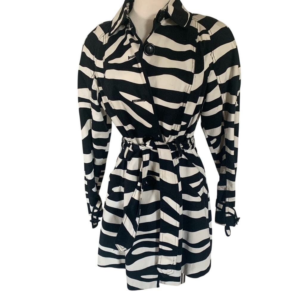 Worn Once Zebra / Animal Belted Rain Trench Coat  Women’s Medium